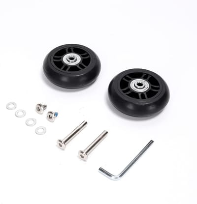 Set van 2 Vervangwielen voor Koffers met Rubberen Geluidsdempende Lagers, 70mm x 22mm, Inclusief Schroef en Steeksleutel, Ideaal voor Kofferonderhoud en Reparatie
