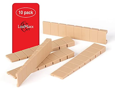 Set van 10 beige meubelwiggen 8 x 20 x 100 mm - Onderlegkeggen met breekpunten