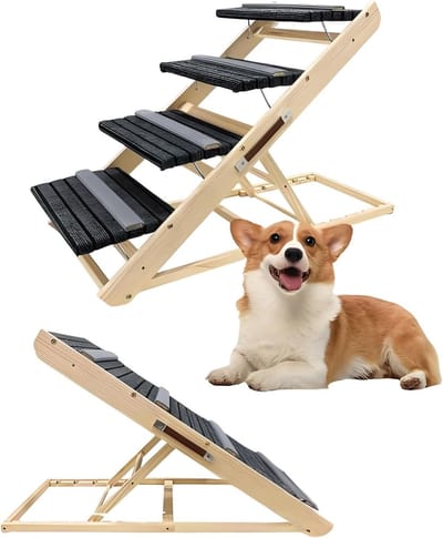 Huisdierenhelling - Hondenopgang - Mobiliteit Verbeteren - Verstelbaar Antislip - 100 x 43 cm - Houtkleur