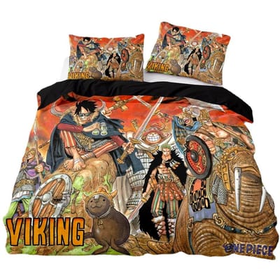 One Piece Beddengoed Collectie Monkey D. Luffy Dekbedovertrek 3D Print Dekbedhoes Kussensloop Kinderen Jongens Tieners Cadeau 220x240cm-3pcs