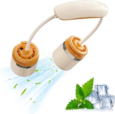 Ventilator om de hals, opvouwbaar - stil, dubbele koppen - persoonlijke nekventilator, voor outdoor, camping, sport, werk, kantoor, reizen, thuis, auto, kinderen, vrouwen, vader