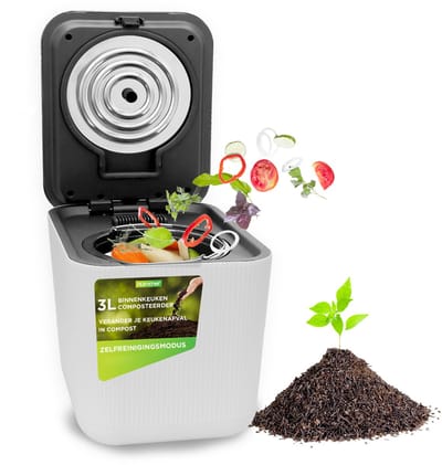NutriChef Compostmachine - Elektrische Keukencomposter - Composteer Organisch Materiaal en Voedselafval - Automatische Compostemmer - 3L Wit