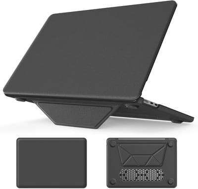Turtle Shift vegan leer Laptopcover geschikt voor MacBook Air 13' inch - 2020 en 2018 - A2337 / A2179 / A1932 - Grijs