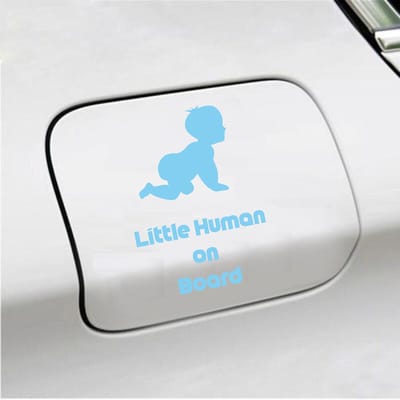Bumpersticker - Little Human On Board - 10 X 15 - Licht Blauw