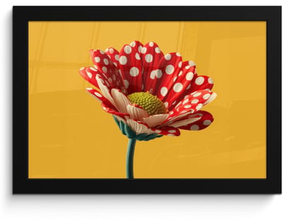 Poster in lijst - Fotolijst 30x20 cm - Posters - Bloem - Rood - Stippen - Posterlijst zwart - Decoratie - Wanddecoratie woonkamer - Muurdecoratie slaapkamer
