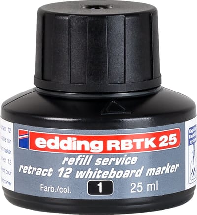 edding RBTK 25 (25 ml) navulinkt voor boardmarkers o.a. e-12 - kleur; zwart - potje