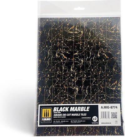 AMMO by Mig Jimenez Modelbouwpakket - MIG 8774 Marble Black - Square Die-cut Tiles - 2pcs Accessoires set - AMMO - Modelbouw