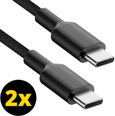 ThunderGold 2x USB C kabel 60W - USB C naar USB C - USB-C kabels - USB C kabel naar USB C - Oplaadkabel USB C - USBC kabel - Universeel - 1 Meter - Gevlochten