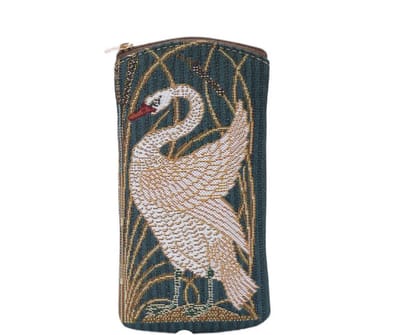 Brillenhouder - Brillenkoker - brillenetui - met rits - Swan - Zwaan - Donkergroene achtergrond