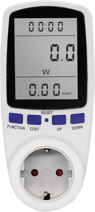 Stroomverbruikmeter - Vermogensmeter Meetapparaat - Energie Kosten Meten - Zeven Meetmodi - 14 x 8 x 6 cm - Wit