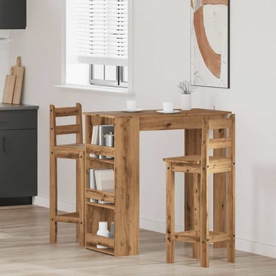 vidaXL - Bartafel - met - opbergrek - 102x50x103,5 - cm - artisanaal - eikenkleurig
