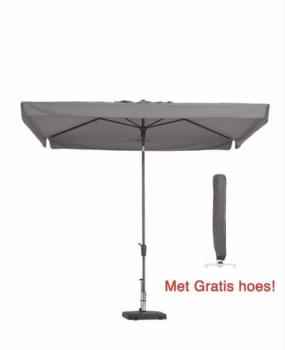 Luxe parasol rechthoek 300 x 200 cm taupe met hoes | Parasol rechthoek van het bekende merk Madison en tevens kantelbaar!