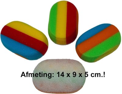 Rojafit Massagespons - Voordeelset 3 Stuks!! - Regenboog kleuren - Afmeting: 14 cm x 9 cm x 5 cm.
