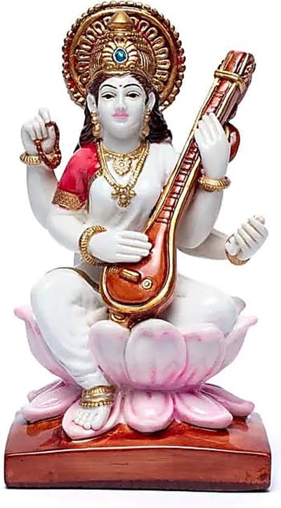 Saraswati Beeld - Saraswati met sitar - 19 cm