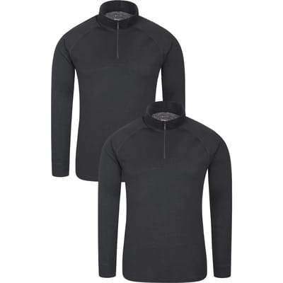 Mountain Warehouse Heren Talus Base Layer Top (Set van 2) (Zwart)