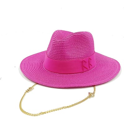 Zomerstrooien Hoed Brief Jazz Zonnehoed Mannen En Vrouwen Zomer Panama Jazz Hoed Buiten Vakantie Strand Zonnehoed 56-58cm pink