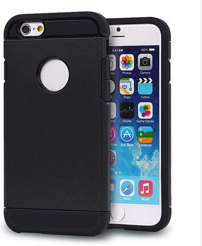 Peachy Zwart Shockproof hoesje geschikt voor iPhone 6 Plus 6s Plus Zeer stevige TPU case