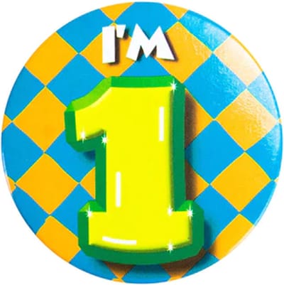 Button 1 Jaar - Button met speld (55mm) - Leeftijd badge - 1 Jaar versiering - Accessoires - Rozet I'm 1 - Verjaardag jongen / meisje / man / vrouw - Button 1 Jaar