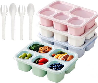 Famanu – Bento lunchbox, herbruikbare lunchbox voor en volwassenen met 5 vakken, inclusief