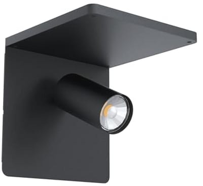 Wandlamp met QI-oplader - Draadloos opladen, Aluminium en Staal, Zwart, GU10