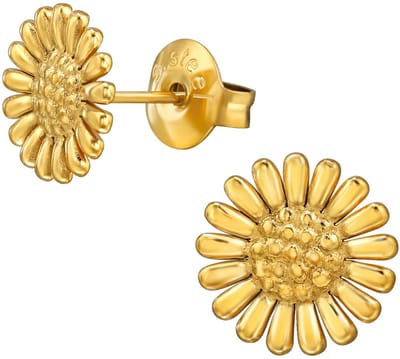 CS Joy - Bloem oorbellen - zonnebloem - chirurgisch staal - 10 mm - ip/pvd gold plated