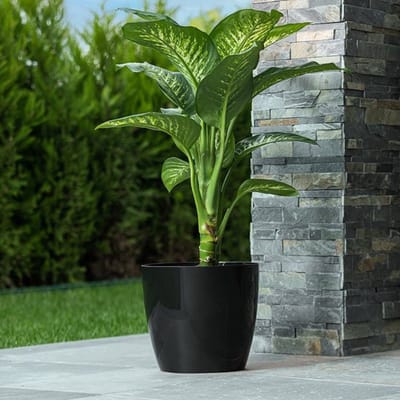 Luxueuze sierpot Zwarte Smartpot 'Ruby' Bloempot met drainage 22L