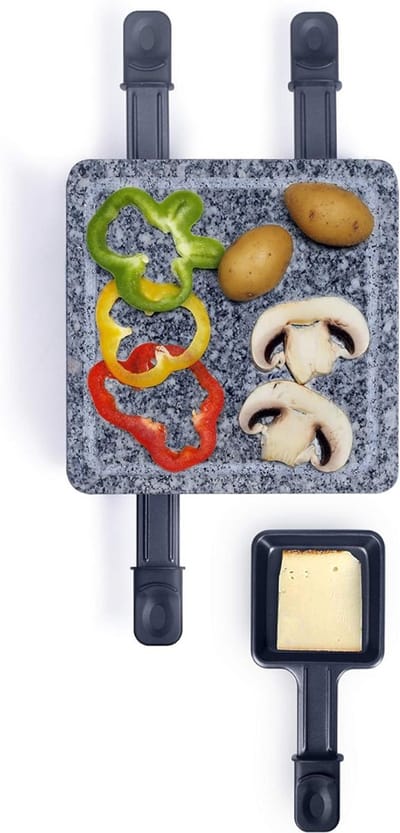 KAD® Gourmetstel - Steengrill 4 Personen - Bakplaat - Natuurstenen Plaat - Zwart - 22cm x 22cm x 12cm