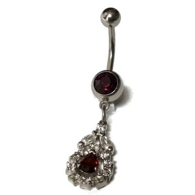 Aramat Jewels | Piercings | Stalen Navelpiercing met Rode Druppel | | | |8mm | Staal | Volwassenen | Verkleurd niet