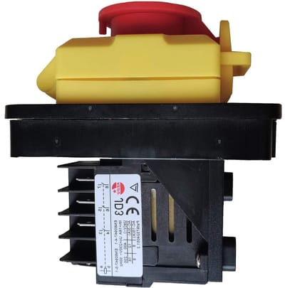 Elektromagnetische Schakelaar - Noodstop Drukknop - Industrieel Gereedschap - Stroomuitval Bescherming - 230V 16A - Rood Geel