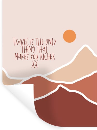 Muurstickers - Sticker Folie - Spreuken - Quotes - Travel is the only thing that makes you richer - Oranje - 30x40 cm - Plakfolie - Muurstickers Kinderkamer - Zelfklevend Behang - Zelfklevend behangpapier - Stickerfolie