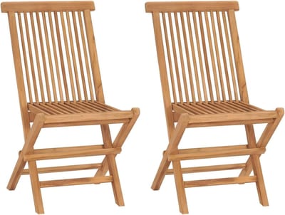 Opvouwbare tuinstoelen - Houten stoelen - Buiten zitten - Massief teakhout - 2 stuks - Natuurlijk