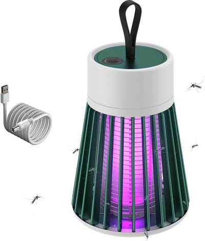Insectenverdelger, elektrisch, uv-lamp, 360 graden, muggenlamp, anti-muggen, USB-oplaadbaar, draagbaar, anti-insectengordijn, voor binnen en buiten, keuken, niet giftig, weinig lawaai met ring-groen