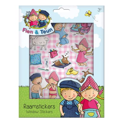 Fien & Teun raamstickers, niet permanente verplaatsbare stickers - met speelachtergrond - vanaf 3 jaar - Bambolino Toys