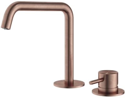 Hotbath Archie - Wastafelmengkraan - zonder Waste - Laag - Geborsteld Koper PVD - Opbouw - Messing - V03