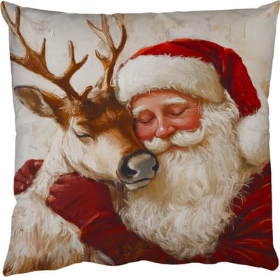 Sierkussens - Kussentjes Woonkamer - 50x50 cm - Kerstman - Rendier - Kerst - Christmas - Kerstdecoratie voor binnen - Kerstversiering woonkamer decoratie - Kerstmis versiering in huis - Christmas decorations - Kerstaccessoires