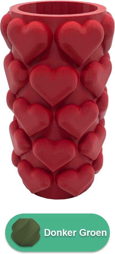 Luvé moderne vaas – Decoratieve vaas - Donker Groen - 3d geprinte vaas – geschikt voor droogbloemen - 20CM