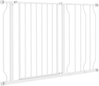 PawHut tweezijdig - openend klemsysteemhekje - staal - 115x76 cm - wit