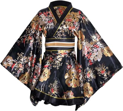 Korte Kimono-jurk voor Dames met Bloemenprint - Stijlvolle Japanse Geinspireerde Outfit