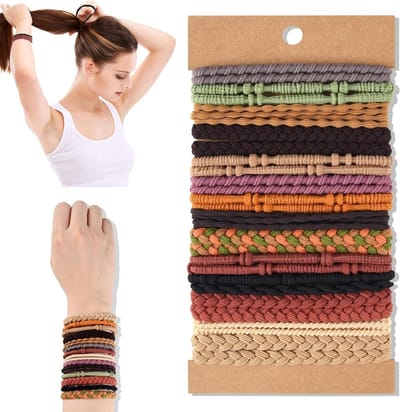 28 Stuks Boho Haarstrikken en Gevlochten Elastische Armbanden voor Vrouwen en Meisjes met Dikke of Dunne Haar - 6 Stijlen Multicolor Haaraccessoires