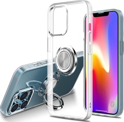 Hoesje Geschikt voor iPhone 13 hoesje Transparant Luxe Backcover - Hoesje Geschikt voor iPhone 13 - Hoesje Geschikt voor iPhone 13 case met Metalen Ring houder - Transparant