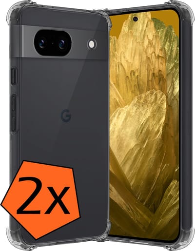 Hoes - 2 Stuks - Geschikt voor Google Pixel 8a - Sterk & Shockproof - Siliconen Case - Back Cover - Telefoon Hoesje Shock Proof - Transparant