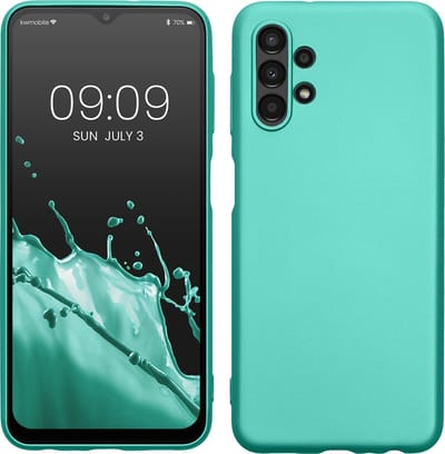 kwmobile telefoonhoesje geschikt voor Samsung Galaxy A13 4G - Hoesje voor smartphone - Back cover in metallic turquoise