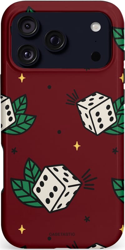Casetastic hoesje geschikt voor Apple iPhone 17 Pro Max - MagSafe - Dubbellaagse bescherming - Casino zes - Fashion Case - Bordeaux Zwart Donkergroen Lichtgrijs