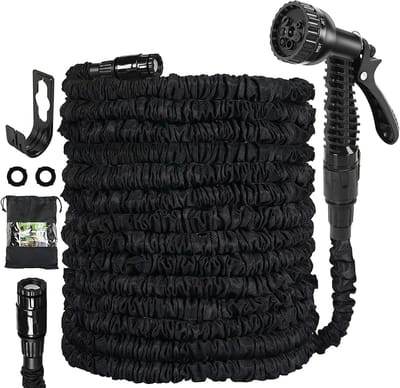 SnelShoppen - Uittrekbare Tuinslang 30 Meter - Flexibele Magische Waterslang met 7-in-1 Sproeipistool - Ideaal voor Tuinieren, Autowassen, Zwart