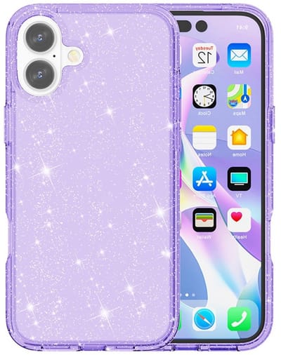 Coverup Hoesje - Geschikt voor iPhone 17 Hoesje - Coverup Glitter TPU Back Cover - Paars