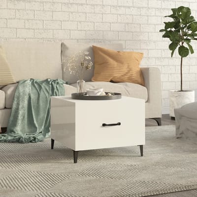 vidaXL - Salontafel - met - metalen - poten - 50x50x40 - cm - hoogglans - wit