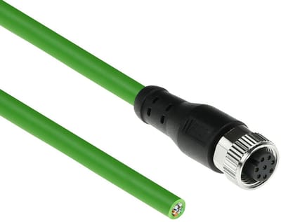 ACT Industrial 5,00 meter Sensor kabel M12A 8-polig female naar open end, Ultraflex TPE kabel, afgeschermd