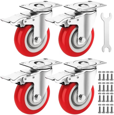 Robuuste 4 inch Zwenkwielen Set van 4 met Remmen - Ideaal voor Karren, Meubels en Werkbanken