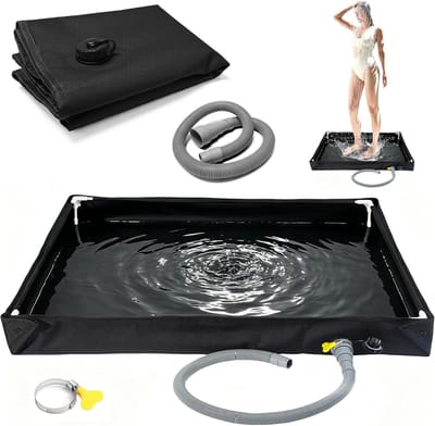 Vouwbare Douchekop met Afvoerslang, 80 x 80 cm, Waterdichte Douchegordijn voor Camping en Buitenactiviteiten