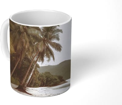 Mok - Koffiemok - Eiland - Palmboom - Zee - Mokken - 350 ML - Beker - Koffiemokken - Theemok
